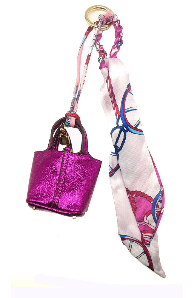 Fuschia Totebag Scarf Keychain