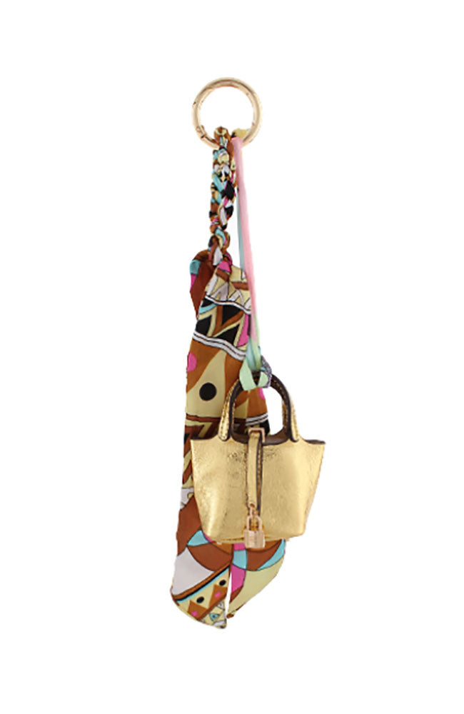 Gold Totebag Scarf Keychain