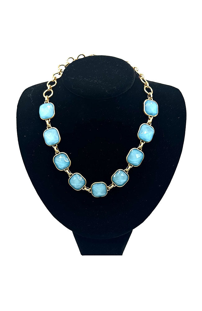 Aqua Faceted Stone Necklace