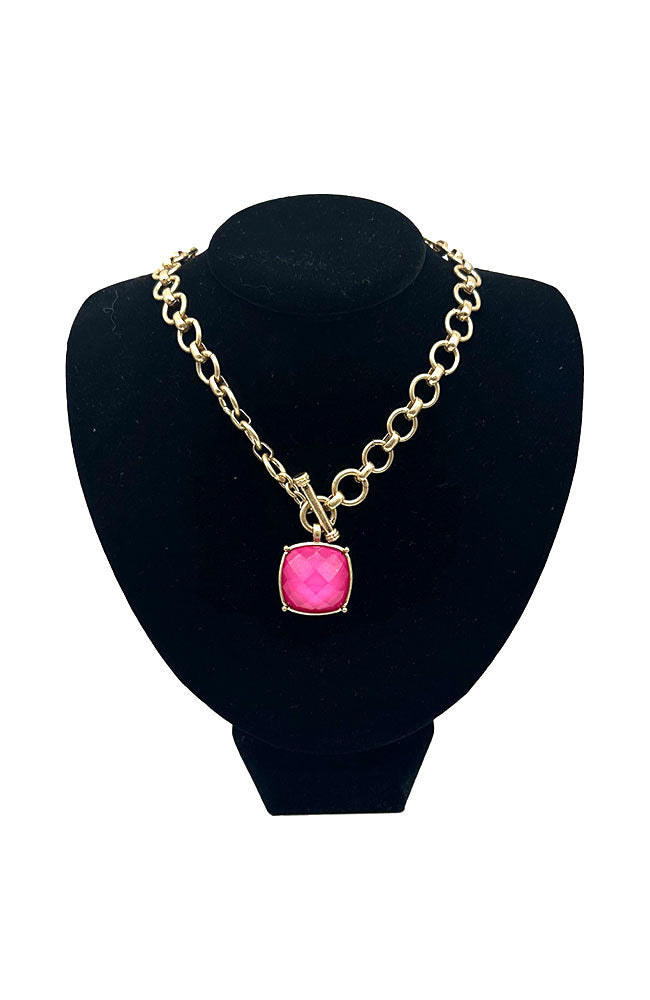 Fuchsia Big Stone Necklace