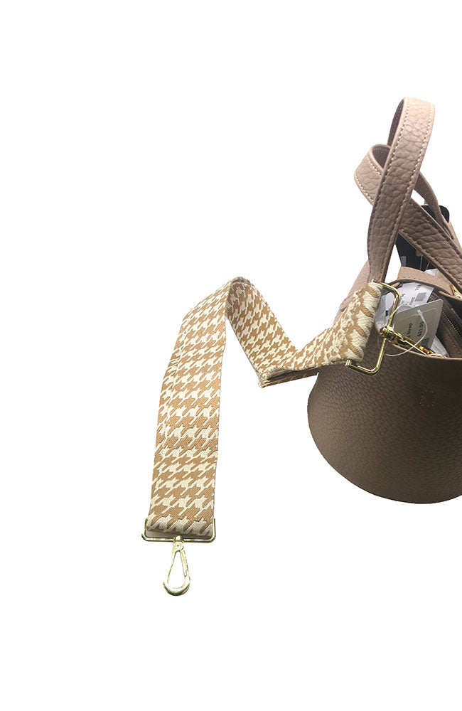Tan Zig Zag Pattern Bag Strap