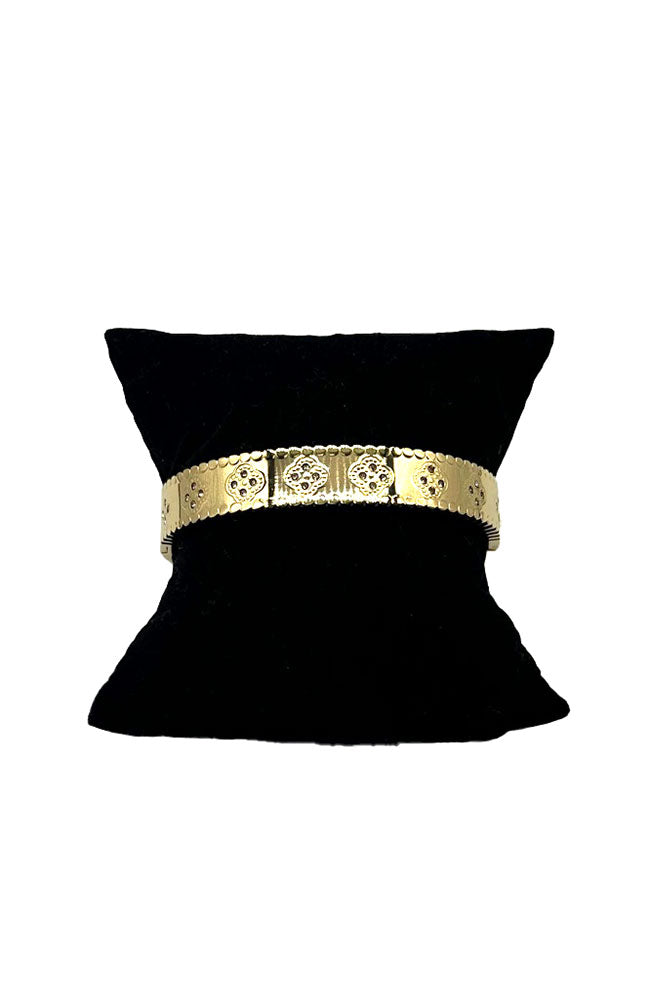 Pave CZ Clover Bangle Bracelet