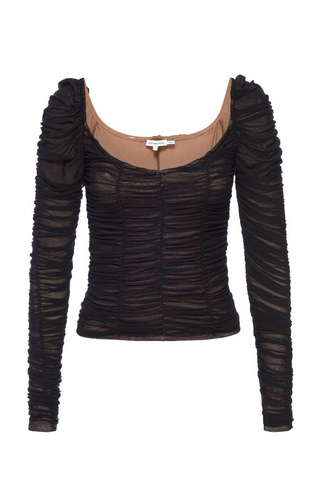 Mesh Ruched Longsleeve Top