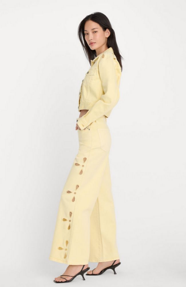 Good Waist Palazzo Ankle Embroidered Jeans