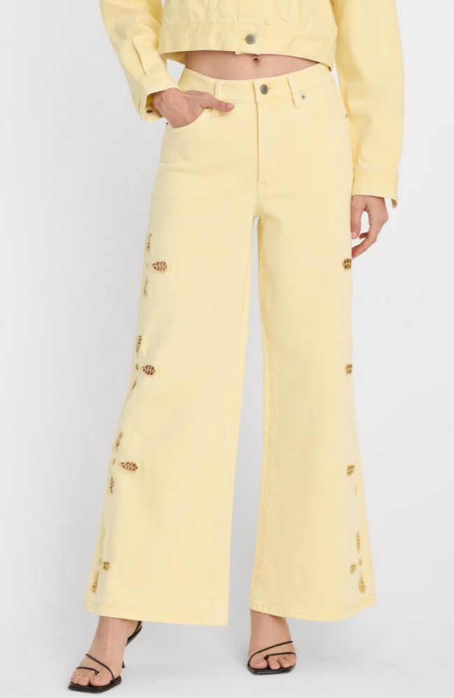 Good Waist Palazzo Ankle Embroidered Jeans