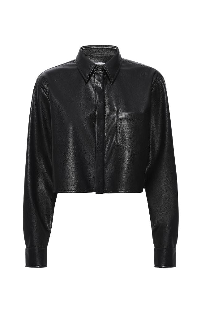 Faux Leather Crop Shirt