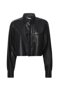 Faux Leather Crop Shirt