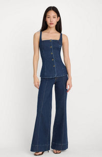 Sleeveless Denim Button Front Top