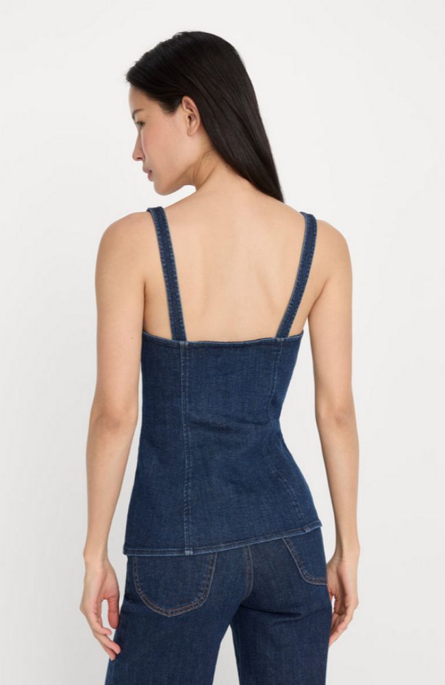 Sleeveless Denim Button Front Top