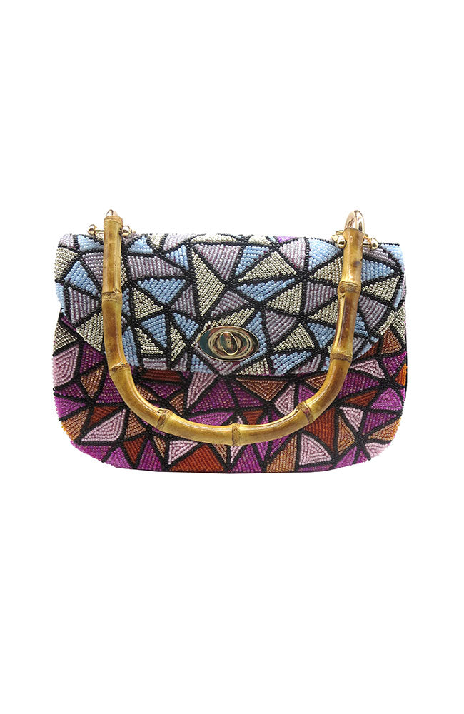 Bamboo Handle Beaded Bag