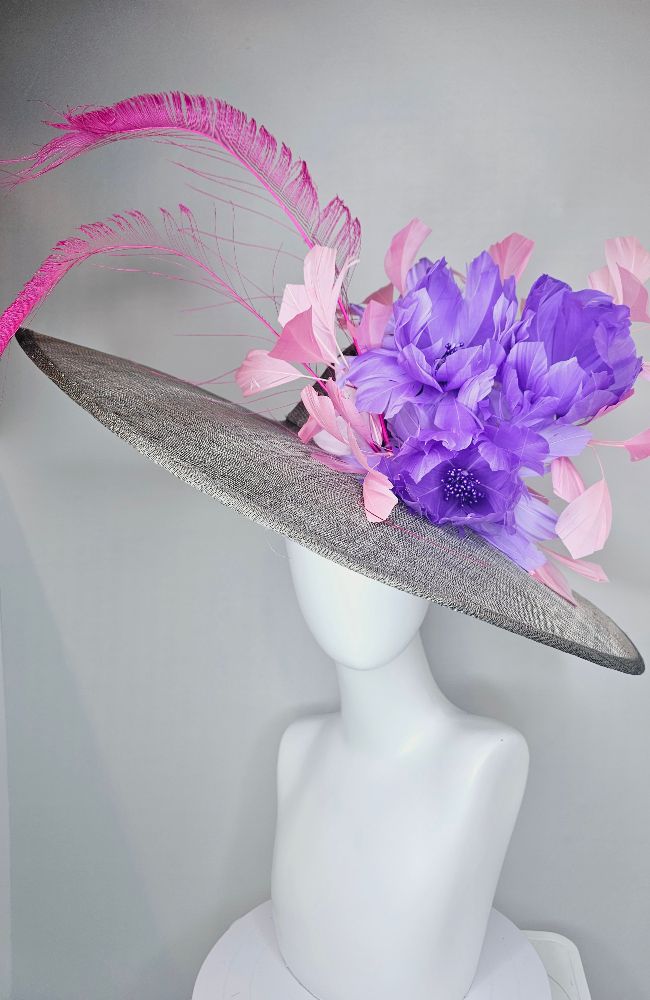 HD24-13 Grey Purple Flowers