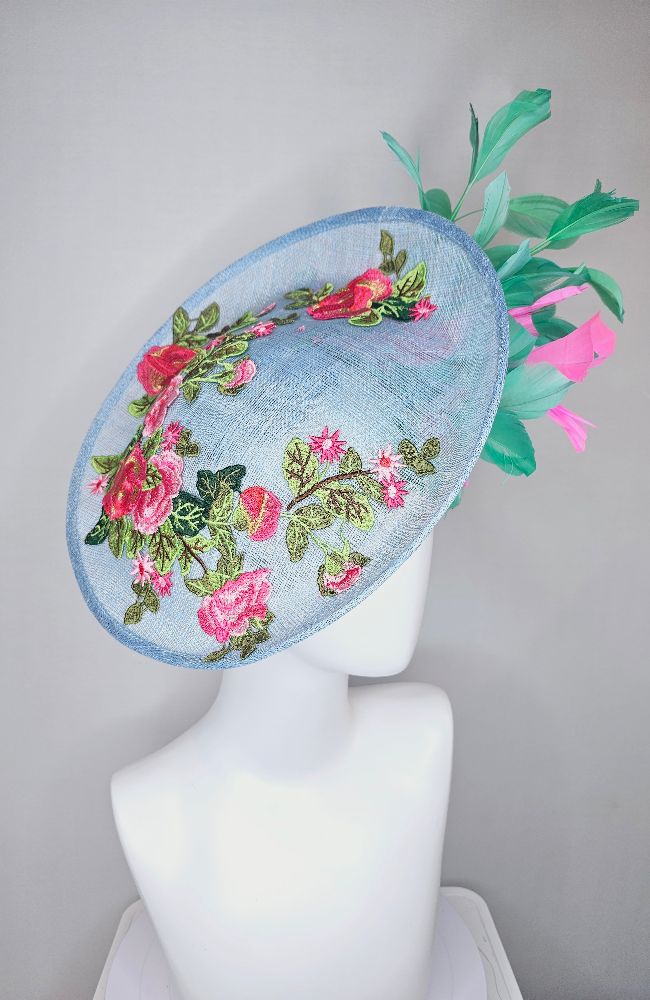 HD24-29 Fasc Lt Blue Vine Pink Flowers