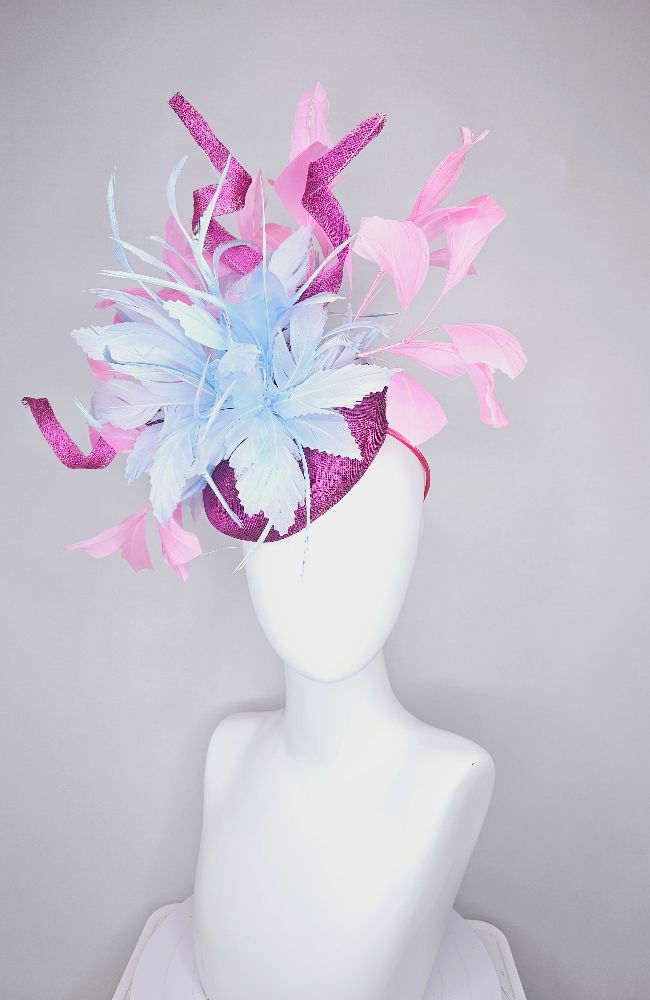 HD24-50 Marron Lt Blue Flowers