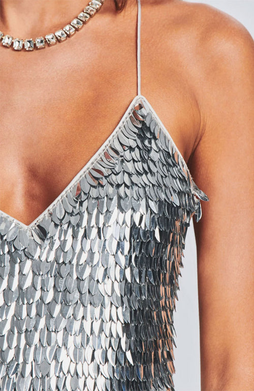 Darla Feather Top in Silver
