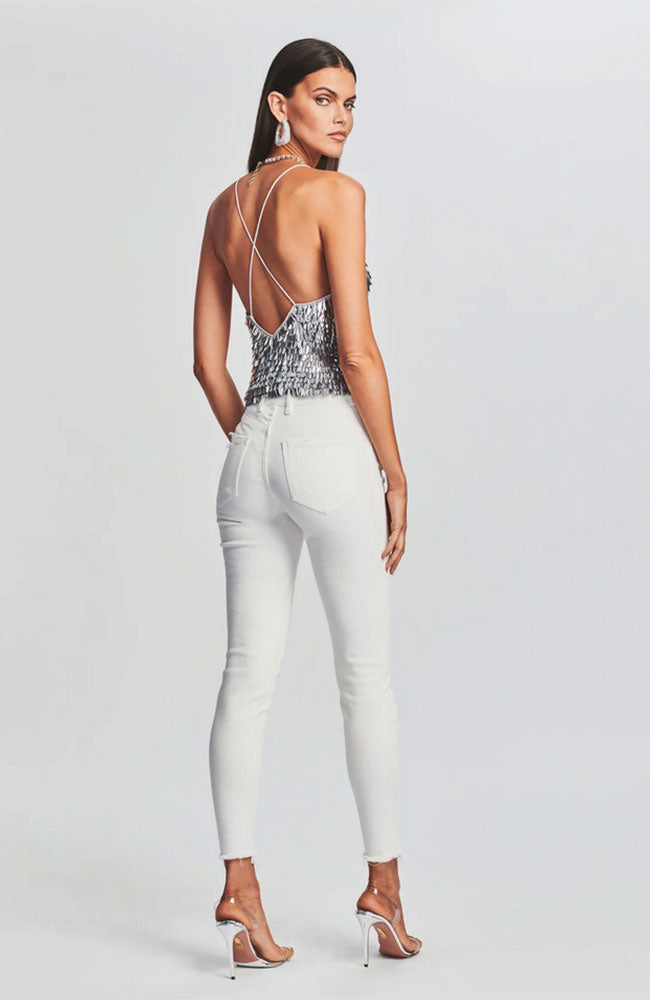 Darla Feather Top in Silver