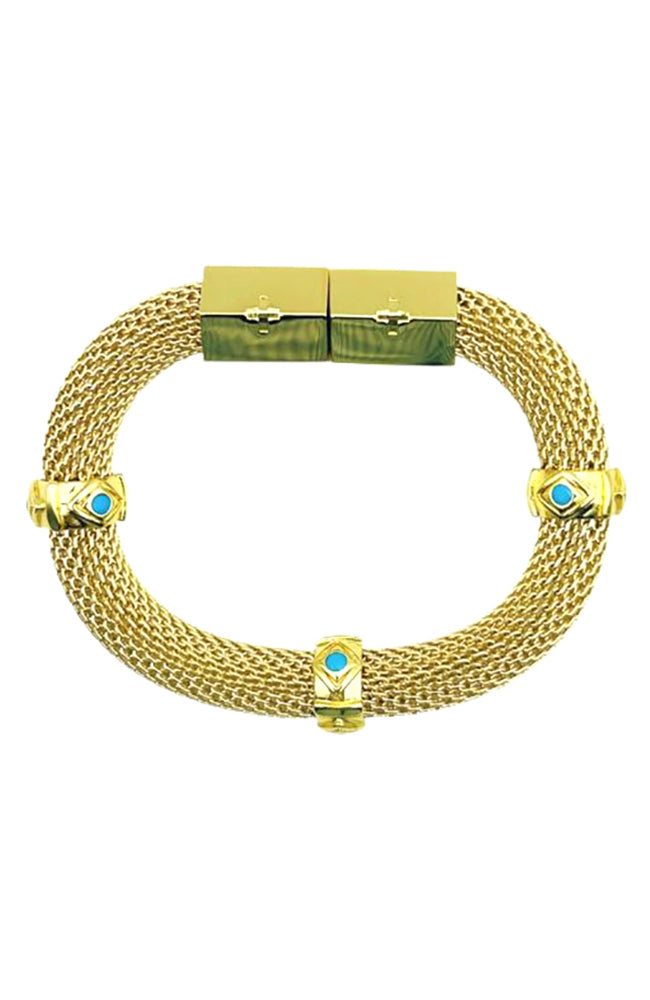 Mesh Bracelet EE Turq Gold
