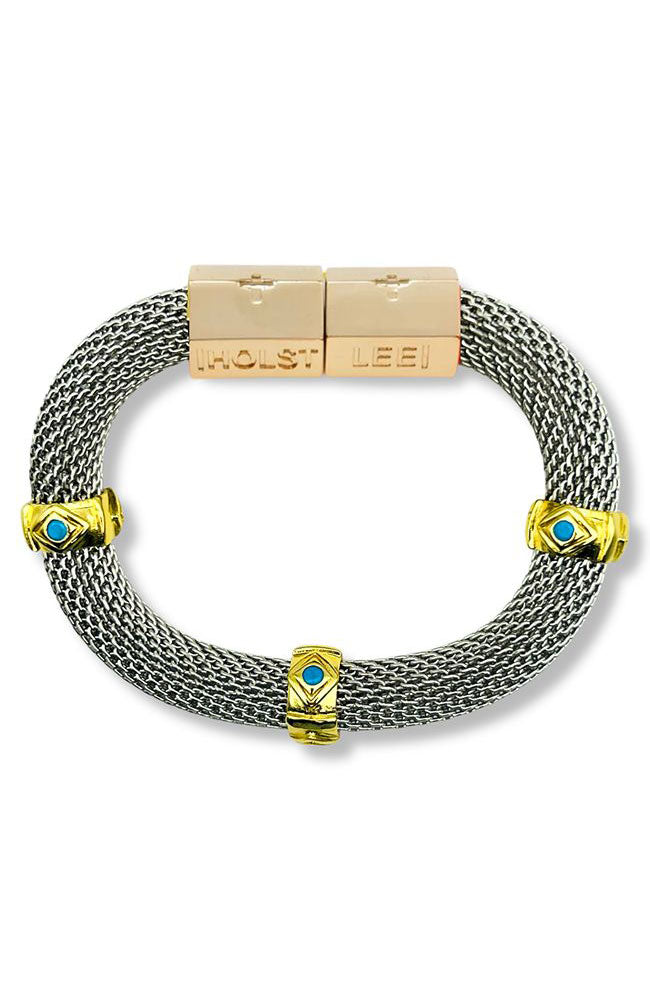 Classic Mesh with Turquoise Evil Eye Bracelet