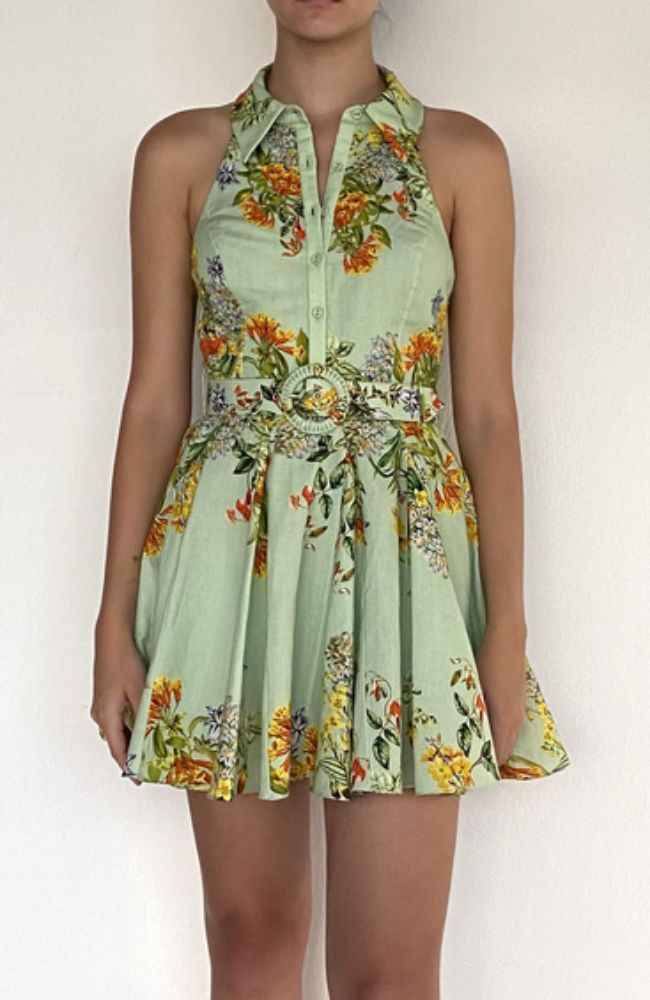 Baku Short Dress with Buckle Belt