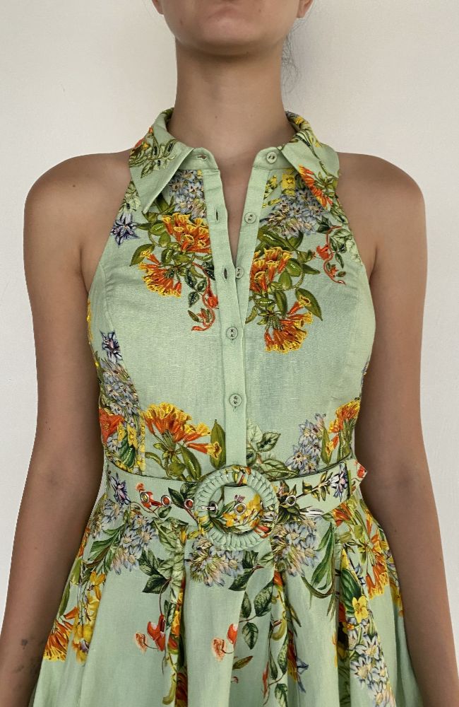 Baku Short Dress with Buckle Belt