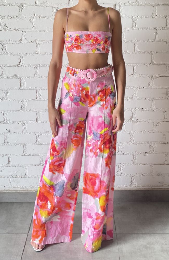 Rosa Flared Pants Buckle Belt