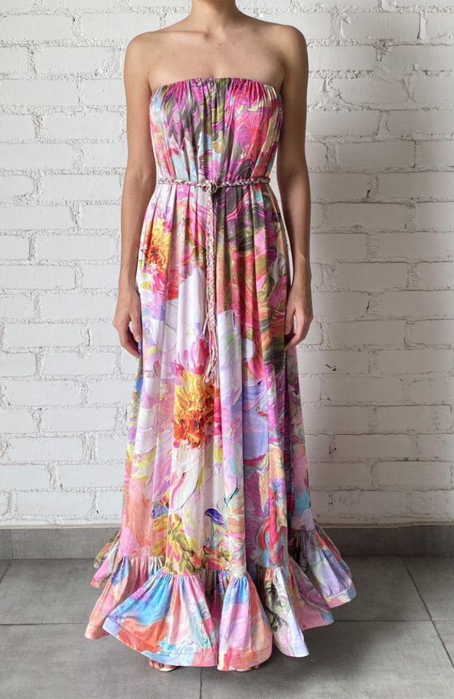 Tiva Long Dress Braided Belt