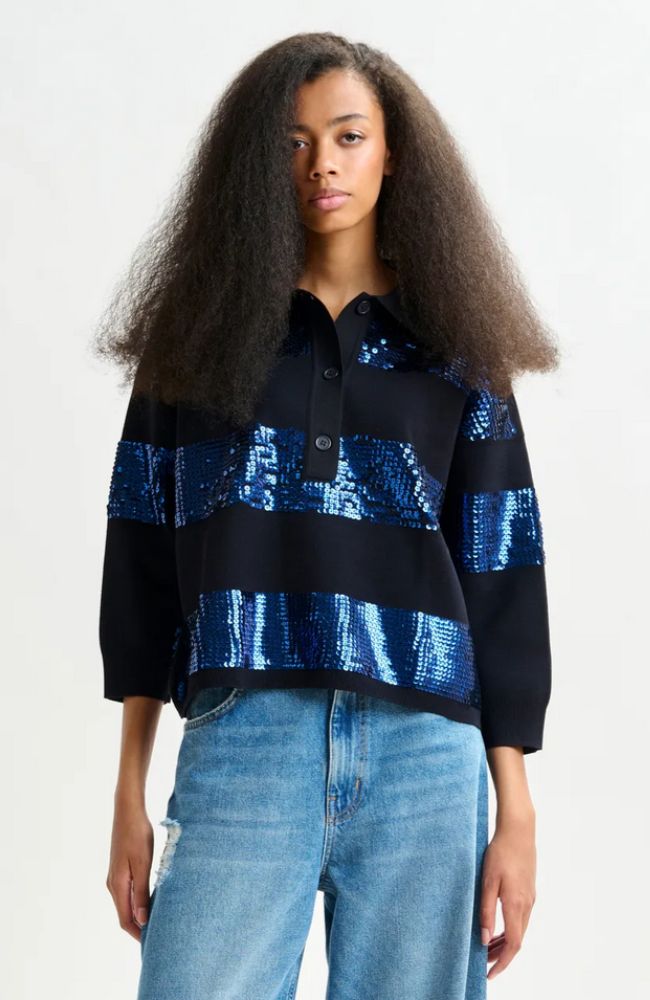 Illuminati Striped Sequin Polo