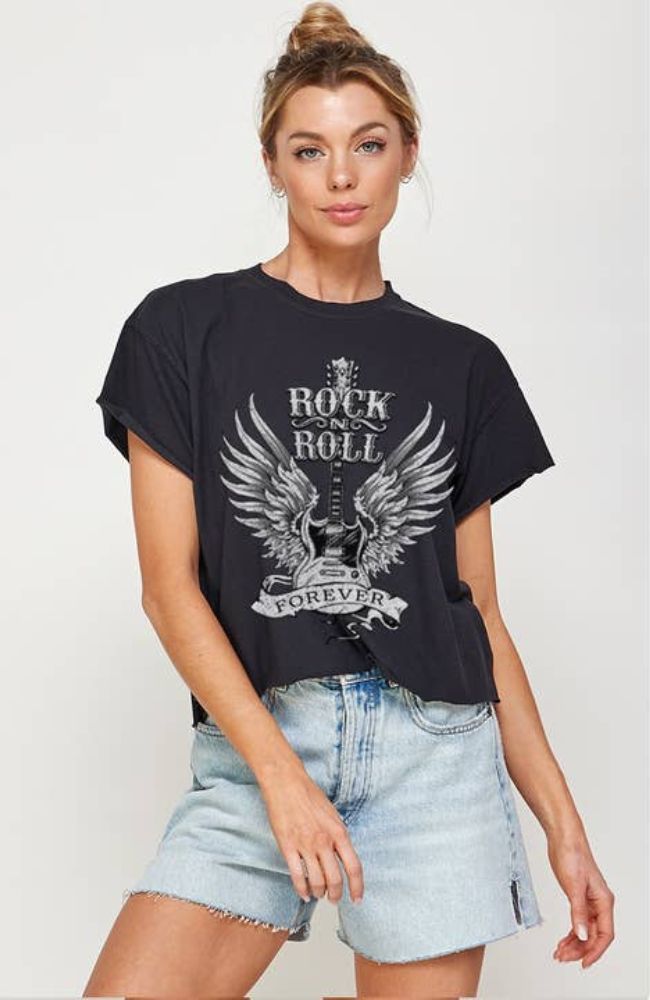 Rock and Roll Graphic Crop Top