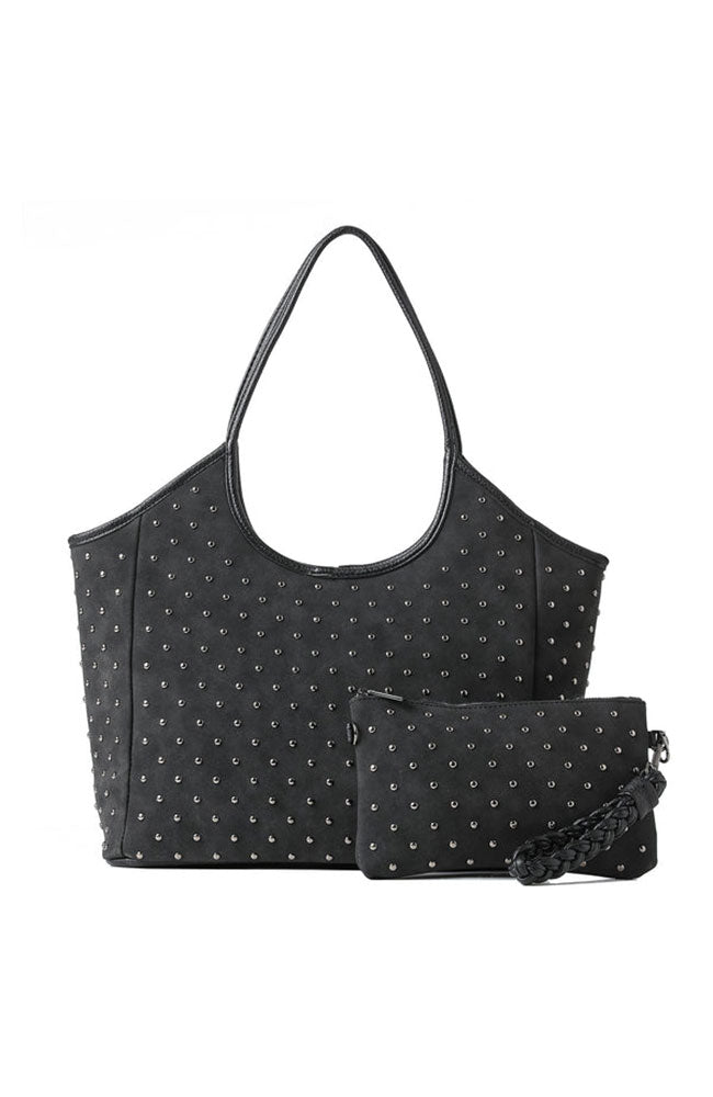Isla Tote Black Suede Studded