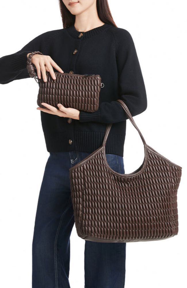 Isla Tote Chocolate Vegan Puckered Leather