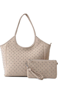Isla Tote Wheat Suede Studded