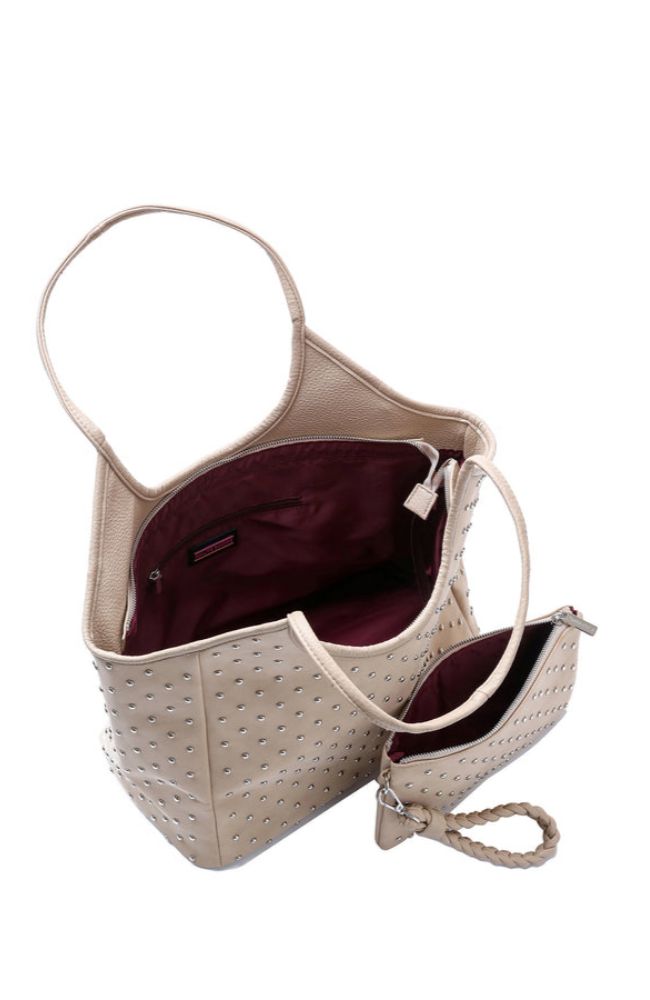 Isla Tote Wheat Suede Studded