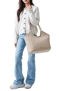 Isla Tote Wheat Suede Studded
