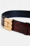 Isnake Print Leather Logo Belt