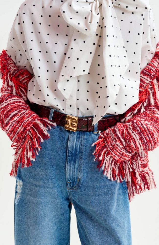 Isnake Print Leather Logo Belt