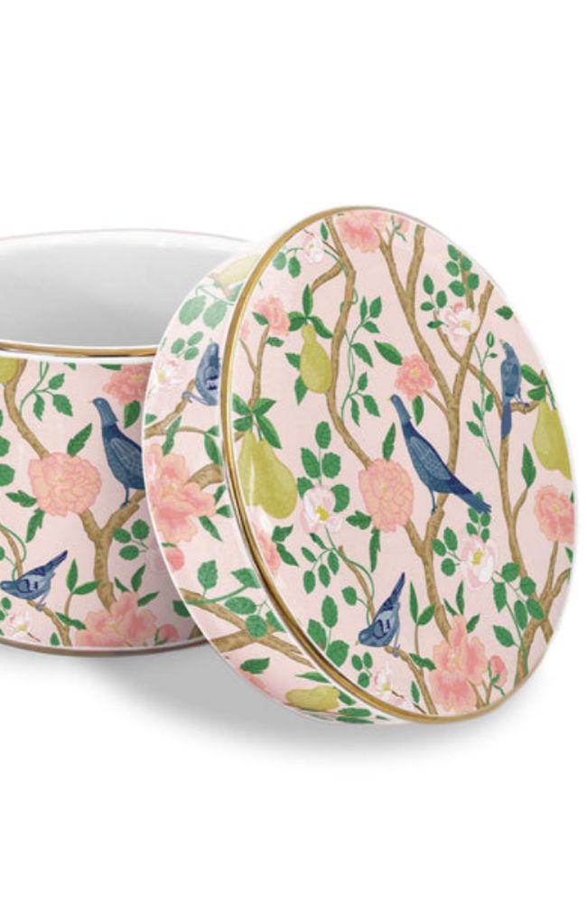 Pink Birds Ceramic Storage Jar