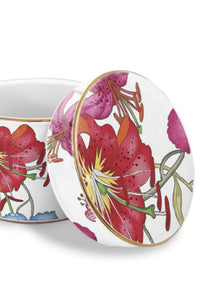 Red Flora Ceramic Storage Jar