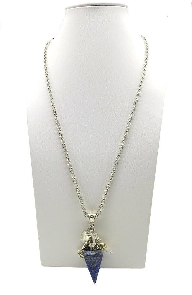 Silver Blue Lapis Charm Necklace