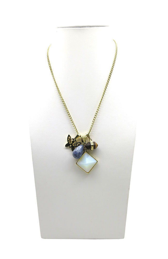 Moon Stone 3 Stones Necklace