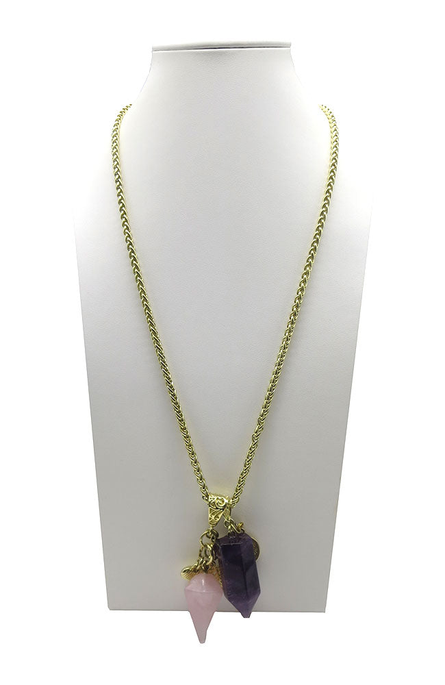 Amethyst & Pink Quartz Necklace