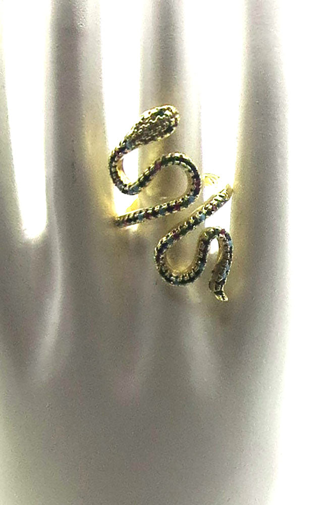Gold Multi Color Serpent Ring