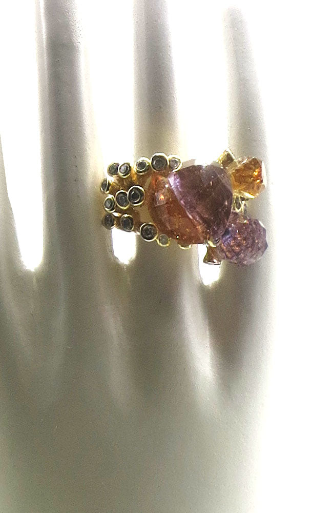 Citrine Amethyst Ring