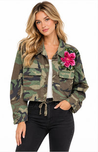 Crop Camo Appliques Jacket