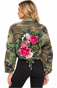 Crop Camo Appliques Jacket