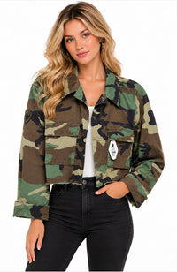 Crop Camo Pink Stripe Jacket