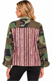 Long Camo Pink Stripe Jacket