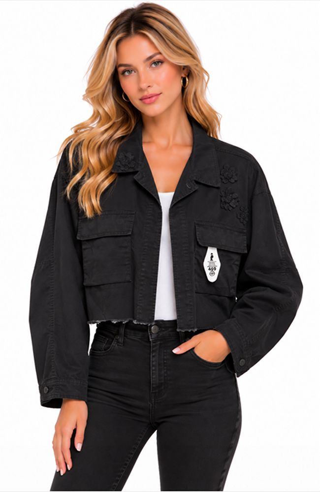 Crop Black Gunmetal Jacket