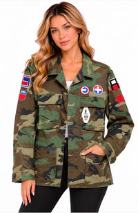 Long Camo Navy Sequin Jacket
