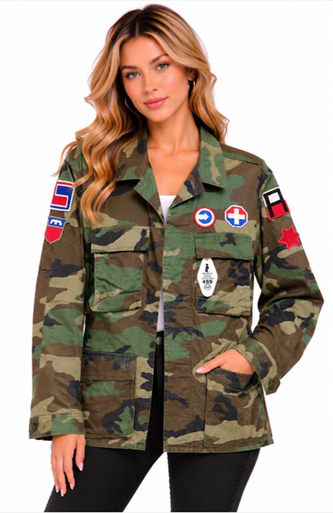 Long Camo Navy Sequin Jacket