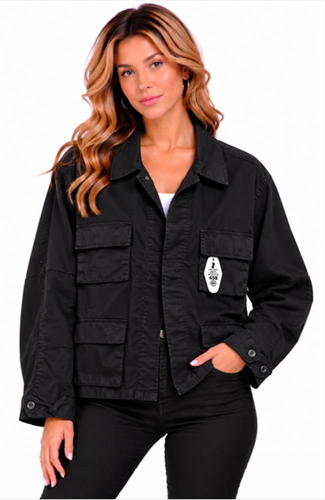 Long Black Burg Plaid Jacket