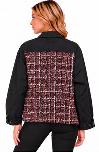 Long Black Burg Plaid Jacket